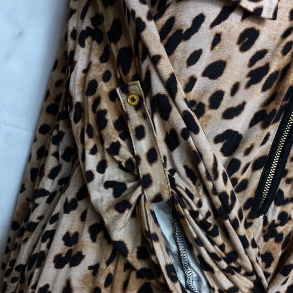 Calvin Klein 3/4 Sleeve Leopard Print Half Zip Up Top Blouse Brown 1X - Picture 6 of 10